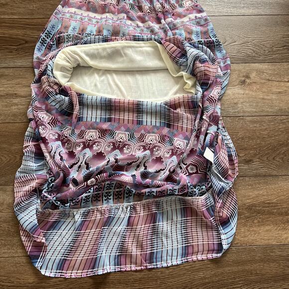 Anna Sui X O'Neill Maxi Dress Womens Med Purple Cloud Burst Chiffon Beachy Boho - Picture 10 of 12